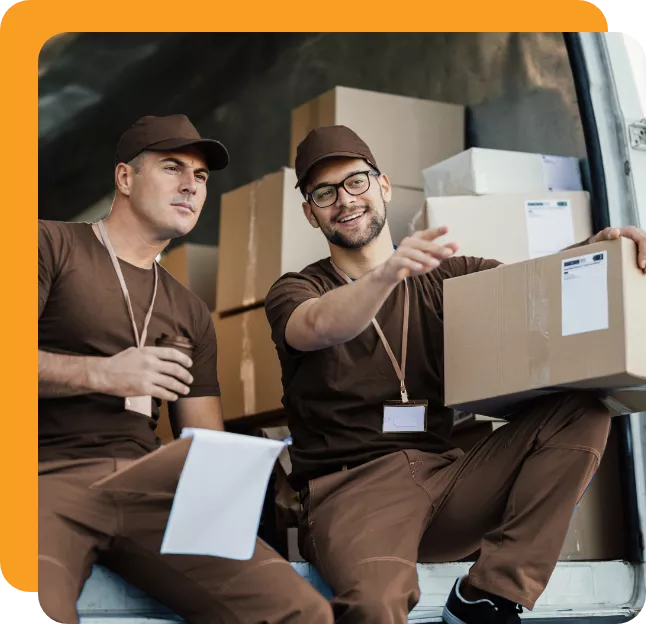 Mover sitting in a moving truck