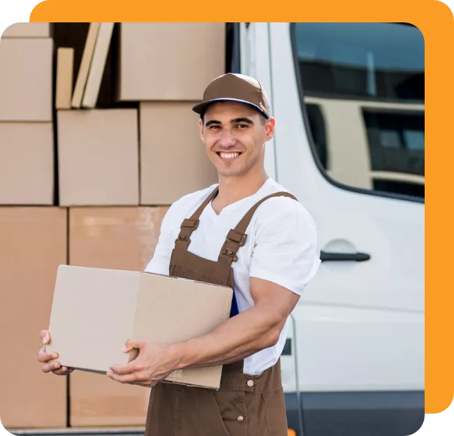 Mover holding a cardboard box