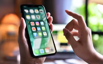 Woman holding a smartphone