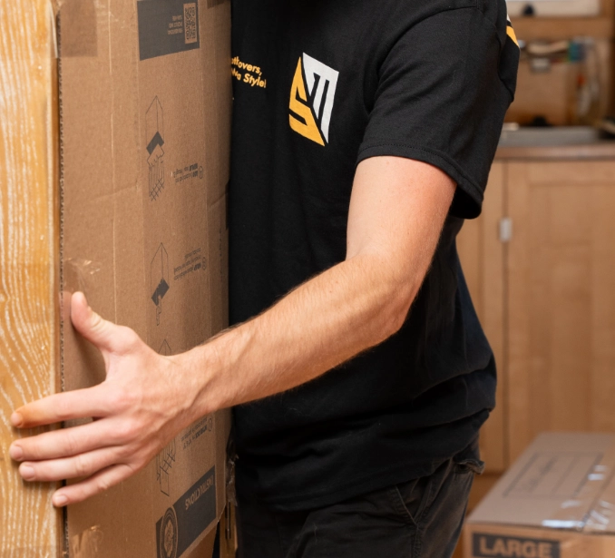 Movers carrying a box