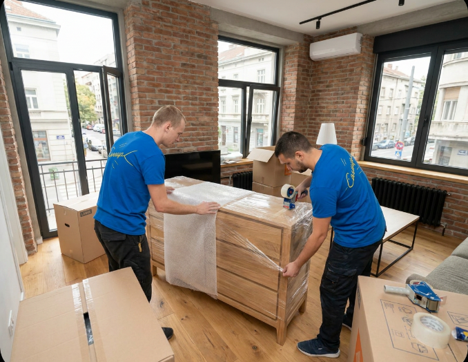 movers packing items
